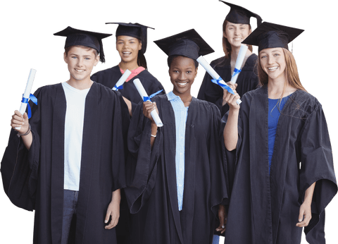 diverse group of graduate students celebrating in black caps and gowns transparent background - Download Free Stock Videos Pikwizard.com