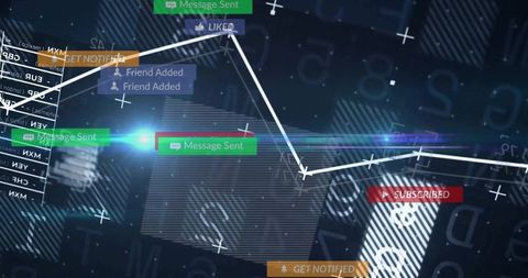 Interactive Tech Interface with Data Sharing and Notification Displays