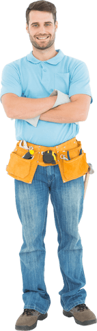 Confident Repairman with Tools Isolated on Transparent Background - Download Free Stock Videos Pikwizard.com