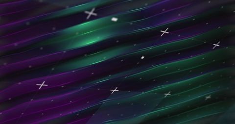 Neon Waves and Floating Shapes on Digital Grid