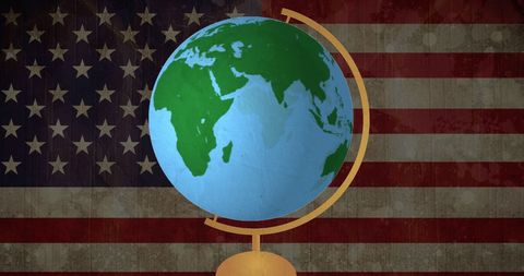 Spinning globe over usa flag symbolizing global education