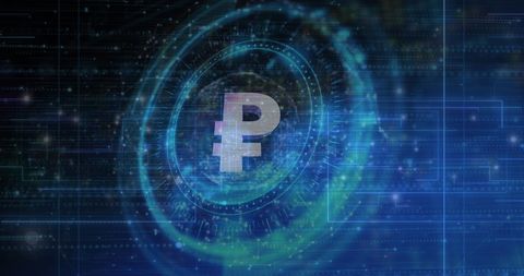 Cryptocurrency Ruble Symbol within Digital Data Matrix - Download Free Stock Images Pikwizard.com
