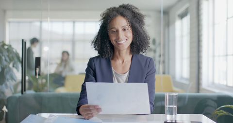 Confident African American Businesswoman Video Conferencing