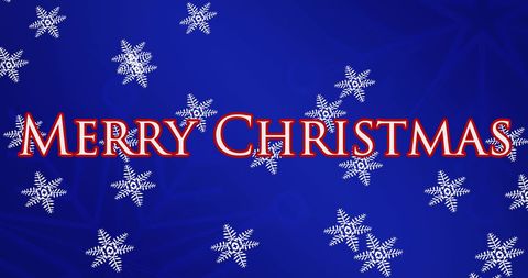 Merry Christmas Text with White Snowflakes on Blue Background - Download Free Stock Images Pikwizard.com