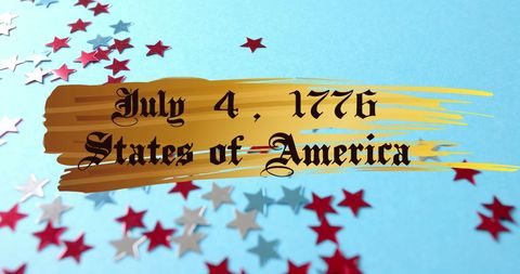 Independence day celebration text with stars and stripes