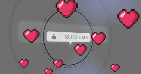Pixelated Heart Icons Representing Social Media Engagement - Download Free Stock Images Pikwizard.com