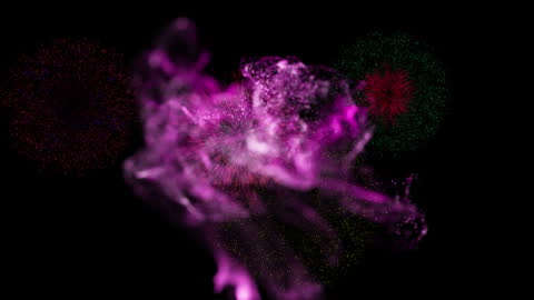Dynamic Fireworks and Glitter in Vibrant Colors