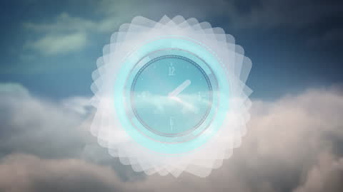 Ethereal Clock Animation Over Surreal Clouds