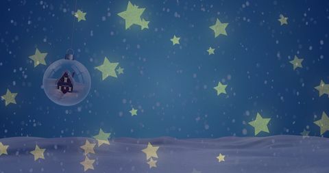 Christmas Bauble in Snowy Starry Winter Wonderland