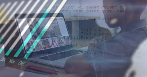 African American Boy in Virtual Classroom Learning Coding