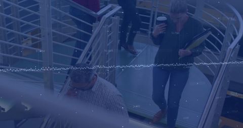 Diverse professionals collaborating in modern office with technology