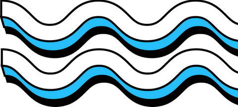 Dynamic twin wavy ribbons on transparent background