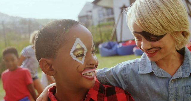 Children with Face Paint Smiling Outdoors - Download Free Stock Images Pikwizard.com