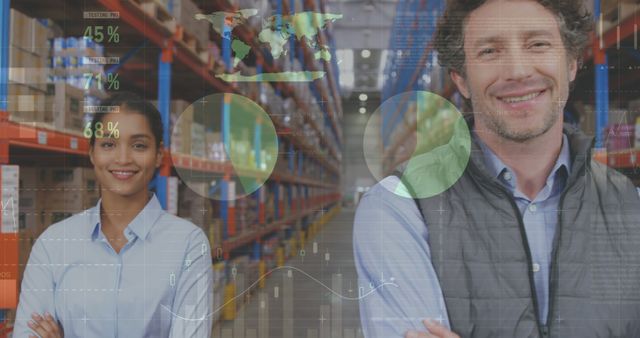 Warehouse Professionals Analyzing Data, Smiling Amidst Shelves - Download Free Stock Images Pikwizard.com