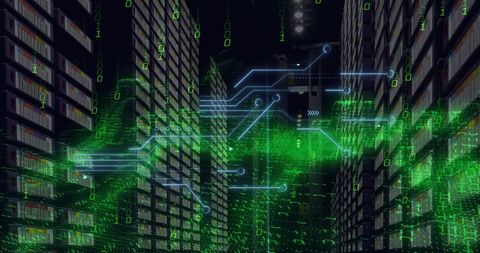 Digital Data Processing Over Computer Servers with Global Networking - Download Free Stock Images Pikwizard.com