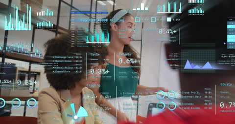 Diverse Professionals Analyzing Data with Futuristic Interfaces