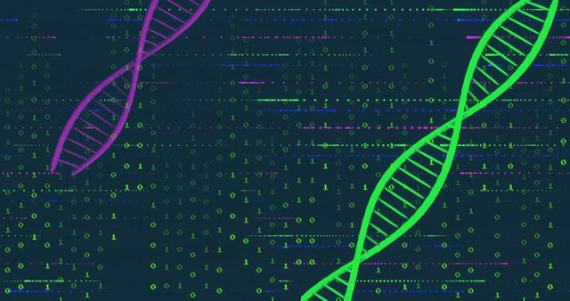 Futuristic Digital DNA Helices in Virtual Space