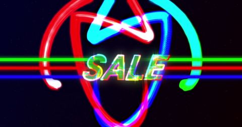 Neon Glitch Sale Sign with Vibrant Light Trails - Download Free Stock Images Pikwizard.com