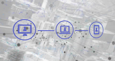 Digital Flowchart Over Abstract Cityscape With Network Connections