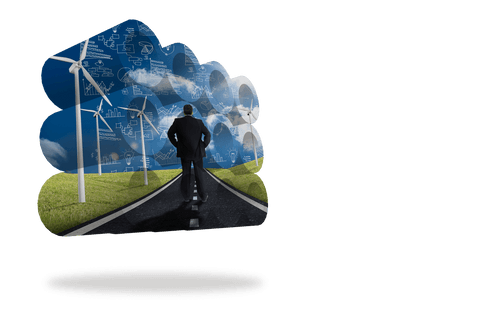 Businessman Contemplating Virtual Landscape with Transparent Energy Graphics - Download Free Stock Videos Pikwizard.com