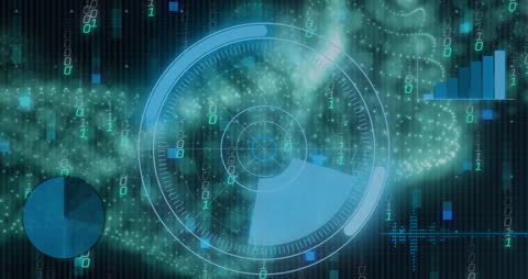 Futuristic Digital Data Visualization with Binary Coding Background