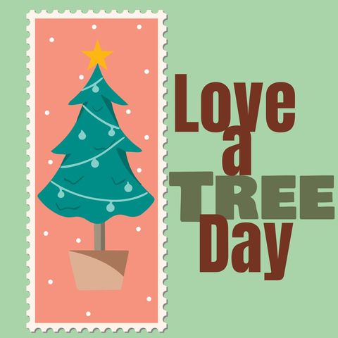 love a tree day concept with christmas tree stamp illustration - Download Free Stock Templates Pikwizard.com
