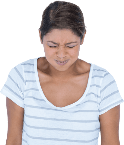 frustrated young woman closing eyes with transparent background - Download Free Stock Videos Pikwizard.com