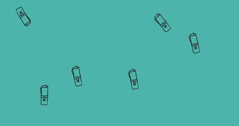 Digital Icons of School Supplies on Green Background for Education Concept