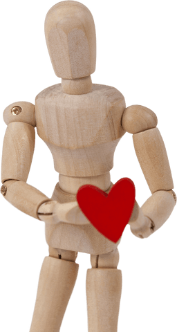 3d wooden mannequin holding red heart sign on transparent background - Download Free Stock Videos Pikwizard.com
