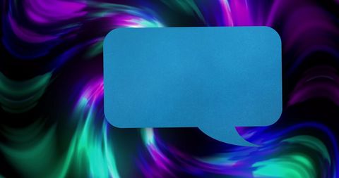 Blank Speech Bubble on Neon Light Swirl Background