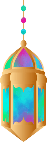 Elegant transparent lantern with stained-glass panels for decoration