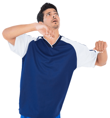 Transparent Football Player in Action Observing Ball