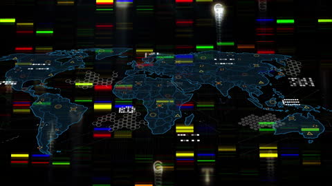 Futuristic Digital Global Network with Financial Data Analysis
