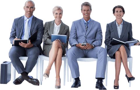 diverse business professionals waiting for interview on transparent chairs - Download Free Stock Videos Pikwizard.com