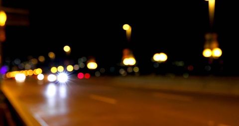 Abstract Bokeh Car Lights Blurred Urban Night View
