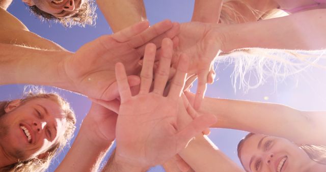 Diverse Group of Friends Forming Circle with Joined Hands Outdoors - Download Free Stock Images Pikwizard.com