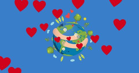 Hearts Surrounding Planet Embraced by Supporting Hands - Download Free Stock Images Pikwizard.com