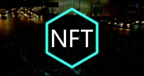 NFT Logo Overlaying Nighttime City Traffic