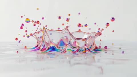 Vibrant Water Drop Splash Creating Rainbow Effect
