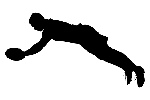 Male Rugby Player Silhouette in Action on Transparent Background