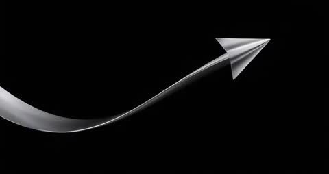 Dynamic Metallic Ribbon Arrow Representing Acceleration