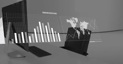 Digital Interface Displaying Financial Analytics in Office Setting - Download Free Stock Images Pikwizard.com