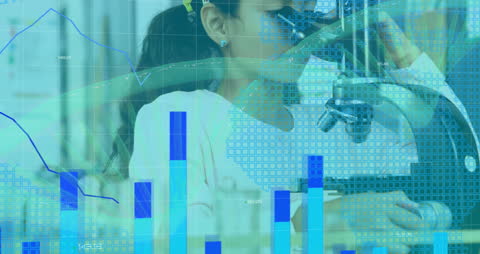 Dual Exposure of Female Scientist and Data Analytics Graphics
