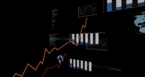 Dynamic Data Visualizations on Black Background