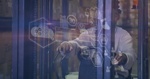 Worker Operating Machinery with Conceptual Data Graphics