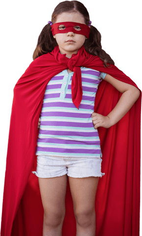 confident girl wearing red superhero costume on transparent background - Download Free Stock Videos Pikwizard.com