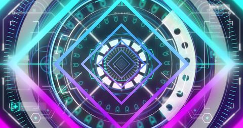 Vibrant Geometric Shapes with Digital Neon Oval Elements - Download Free Stock Images Pikwizard.com