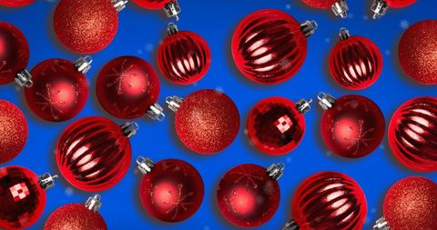 Festive Red Christmas Baubles on Bright Blue Background - Download Free Stock Images Pikwizard.com