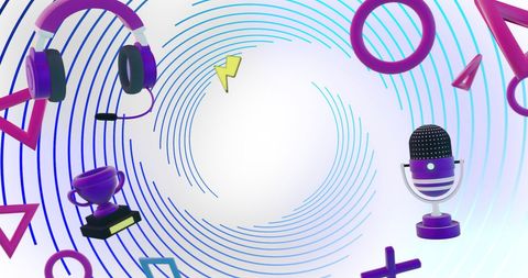 Colorful 3D Gaming Icons and Gadgets on Spiral Background - Download Free Stock Images Pikwizard.com