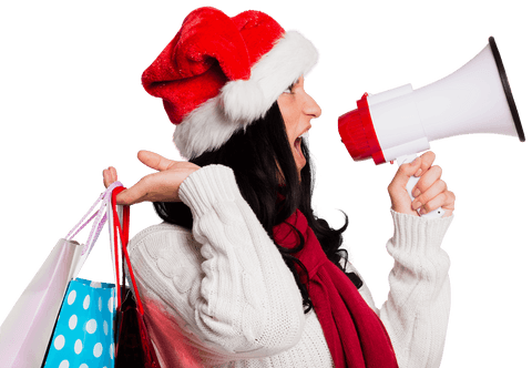 Festive Woman with Megaphone Announcing Holiday Sales is transparent - Download Free Stock Videos Pikwizard.com